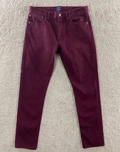 J.CREW The Driggs Slim Fit Corded Pants Men 31x32 Cotton Chino Burgundy 5-Pocket - Picture 1 of 10