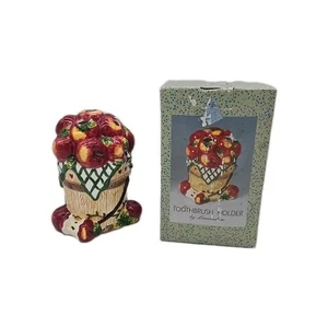 Ceramic Apple Toothbrush Holder Farmhouse Rustic Apple Basket Bathroom Accessory - Picture 1 of 13