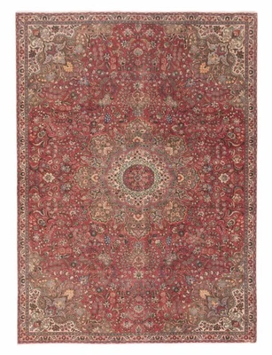 Vintage Red Traditional 7'8" x 10'6" Oriental Hand-Knotted Wool Area Rug - Image 1 of 4