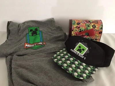 Minecraft Creeper Badge Men's Graphite Heather Sleep Pants W/ Hat & Mailbox - Image 1 of 4