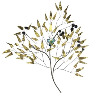 C Jere Metal Wall Art Sculpture 37" Signed Copper Leaf Flower Butterfly Vtg 60s  - Picture 1 of 9