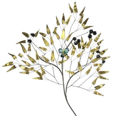 C Jere Metal Wall Art Sculpture 37" Signed Copper Leaf Flower Butterfly Vtg 60s  - Image 1 of 4