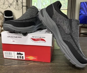 New Skechers Men’s Arch Fit Motley-Vaseo Black Gray Slip Ons Extra Wide SZ 8.5 - Picture 1 of 9