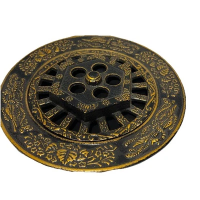 Vintage Cast Iron Japanese Toyo Incense Burner Holder 8 1/2 Inch with Lid - Image 1 of 4