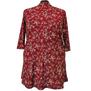As You Wish Mock Neck Mini Dress Womens XL Tunic Fall Autumn Ditsy Floral Rustic - Picture 1 of 9