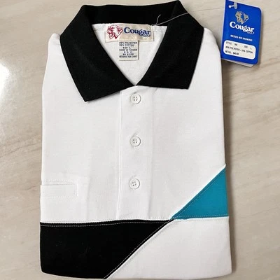 Camisa de golf vintage Cougar para hombre manga corta talla L dobladillo ajustado sin necesidad de planchar Foto 1 de 4