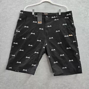 Le Tigre Men Shorts XXXL Black Chino Logo All Over Print Graphic NWT - Picture 1 of 11
