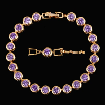 Brazalete brazalete de eslabones de cadena redondo conectado de oro de 18k de lujo para mujer Foto 1 de 4