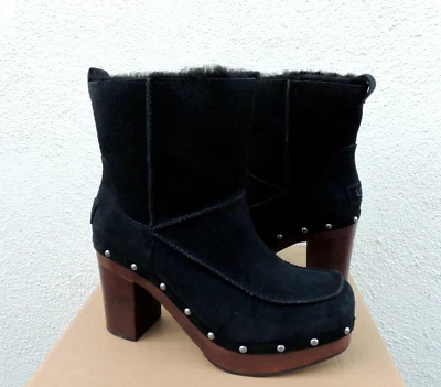 UGG NEGRO KOURI GAMUZA/PIEL DE OVEJA ZUECO BOTINES, MUJER US 10/ EUR 41 ~ NUEVO EN CAJA Foto 1 de 4