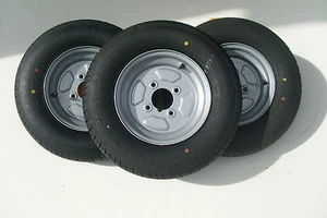 3 OFF 145/80 R10 4 PLY 4 STUD 4" PCD TRAILER WHEELS & TYRES NEW ITEMS - Picture 1 of 1