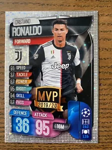 Topps UEFA Match Attax 2019/2020 Cristiano Ronaldo MVP Juventus FC Foil Card - Picture 1 of 1