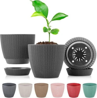 *ABVERKAUF minify 3-Tlg Blumentöpfe-Set Flechtmuster Pflanztopf Blume innen auße - Bild 1 von 4