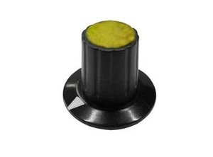 Drehknopf für Potentiometer Achse 6mm gelb mit Scheibenindex Durchmesser 26mm - Bild 1 von 1