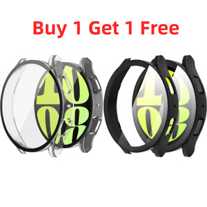 2 Pack For Samsung Galaxy Watch 6 44/40mm Glass Screen Protector Case Full Cover
