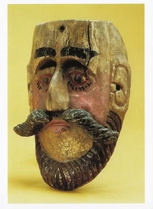 Postcard Moor Mask, 1950s Mexico El Anate Mestizo Museum Int'l Folk Art NM MINT - Picture 1 of 1