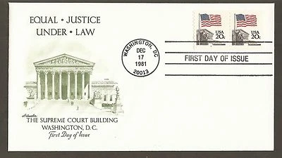 #1895 20c Flag over Supreme Court Artmaster FDC Plate #1 Coil pair - Image 1 of 2