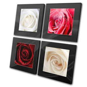 Floral Love Roses Natural MULTI CANVAS WALL ART Picture Print VA - Picture 1 of 1