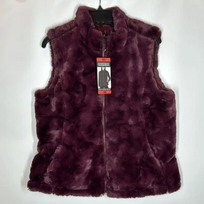 Nicole Miller | Chaleco acolchado reversible de piel sintética púrpura vino mediano M nuevo con etiquetas Foto 1 de 4