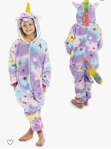 Unicorn Fleece One Piece 1Onesie Pyjamas Nightwear Super Soft Kids 9-10 Onesey - Picture 1 of 5