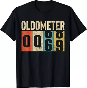 Funny 69 Years Old Oldometer Vintage 69th Birthday Odometer Gift Unisex T-Shirt - Picture 1 of 3
