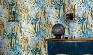 11YD x27” ELITIS France 303-04 Algues Flower Power Hand Rendered Print Wallpaper - Picture 1 of 24