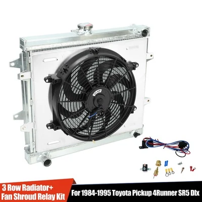 3 Row Radiator+Fan Shroud Relay For 84-95 Toyota Pickup Base 92-95 4Runner 2.4L - Изображение 1 из 4