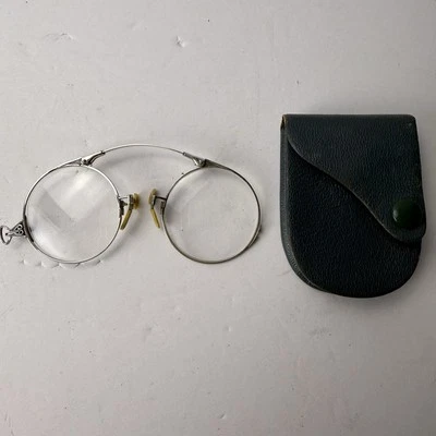 Antique GF OXFORD WITH 14K GOLD SPRING Folding Bifocal Eyeglasses with Case - Image 1 of 4