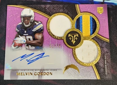 2015 Topps Triple Threads Relics Purple #01/70 Melvin Gordon #105 Rookie Auto RC - Image 1 of 2