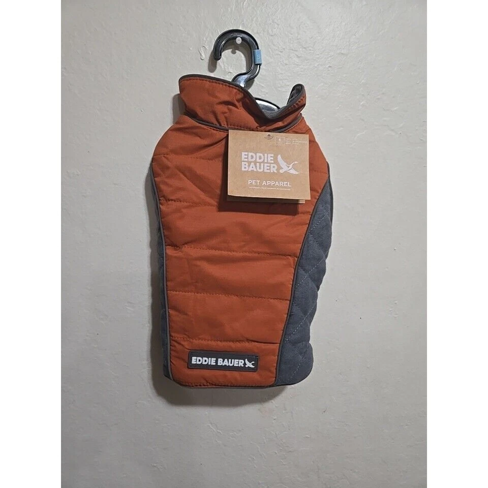 Eddie Bauer Dog Vest/Coat/Jacket Brown Grey Fleece Lined Size Small 12-20 Lbs Ne - Image 1 of 4