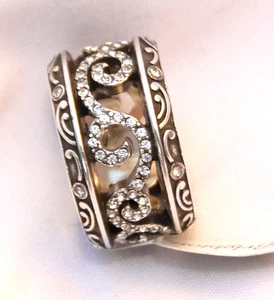 Neu Brighton Shiraz Silber & Kristall breiter Bandring Größe 9 - Bild 1 von 5