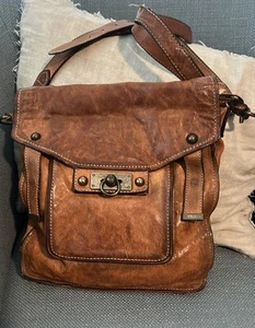 Frye Cameron Magazine Leather Distressed Satchel/Crossbody Bag - Picture 1 of 13
