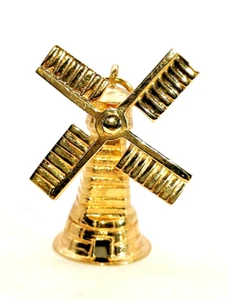Windmill Charm fob Pendant 9ct 9 Carat Gold Dutch Holland Milling Flour - Picture 1 of 9