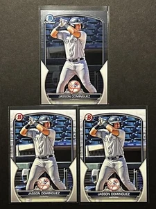 Jasson Dominguez RC - 2023 Bowman Chrome + Base Prospect  BCP-18 Yankees Lot (3) - Picture 1 of 2
