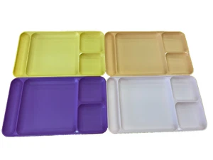 Juego de 4 bandejas de almuerzo de comida dividida Tupperware vintage - Imagen 1 de 14