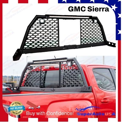 For GMC Sierra Truck Roll Bars w/ LED Lighting Kit Adjustable Headache Rack - Image 1 of 4