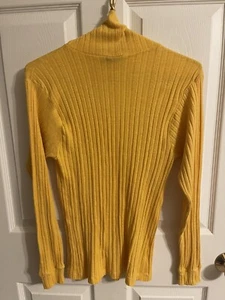 vintage 60s Expressions by Campus BEATNIK Ribbed Yellow Turtleneck Sweater Mod M - Picture 1 of 3