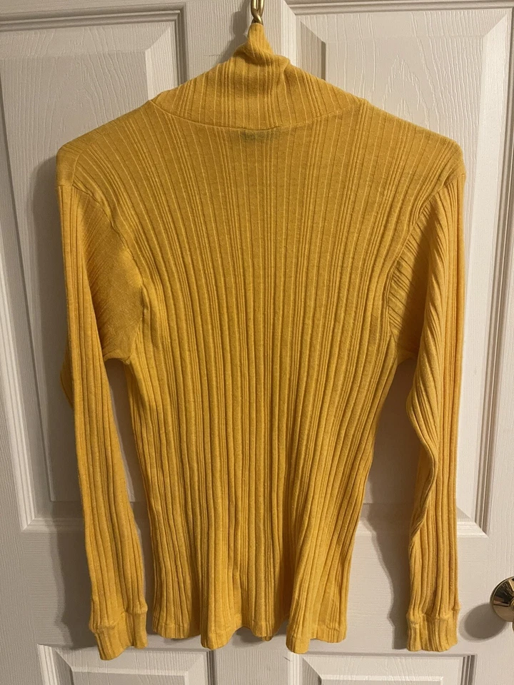 vintage 60s Expressions by Campus BEATNIK Ribbed Yellow Turtleneck Sweater Mod M - Image 1 of 3