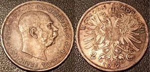 Österreich - François Joseph The1st - 2 Corona Silber 1912 sehr schön! Km# 2821 - Bild 1 von 1