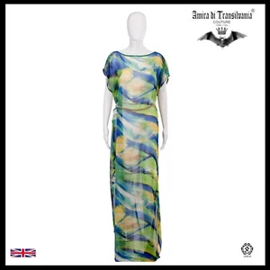 woman clothing summer couture fashion griff curvy elegant kaftan greeen elegant - Picture 1 of 12