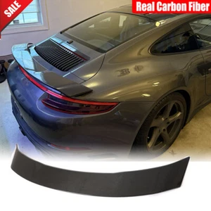 Fit For Porsche 911 991 2012-2018 Real Carbon Fiber Rear Trunk Spoiler Wing Lip - Picture 1 of 14