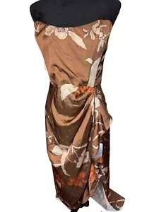 Abito Katie May Baby Cakes Cacao Moka Latte Marrone Floreale Senza Spalline Med Nuovo con etichette $345 - Foto 1 di 7