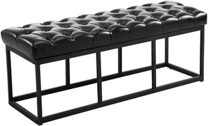 Sitzbank Amun Kunstleder B Polsterbank Wartebank Sitzhocker Metallbeine Schwarz - Bild 1 von 8
