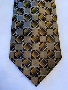 Joseph & Feiss Seidenkrawatte Bronze Gold Grau Geometrisch 4” X 59” Neu - Bild 1 von 6