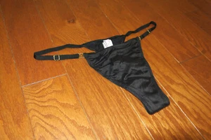 M ❤️ CLOUD SOFT SATIN INSIDE OUT❤️VICTORIA'S SECRET PANTIES STRING V THONG BLACK - Picture 1 of 6
