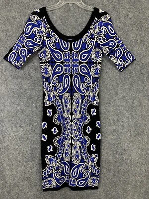 Felicity & Coco NWT Stretchy Knit Sheath Dress Colorful Pattern Slim MIDI - Image 1 of 4