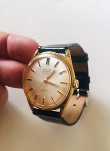 AVIA Olympic Schweizer mechanische Armbanduhr 17 Jewels Incabloc gold / Leder - Bild 1 von 5