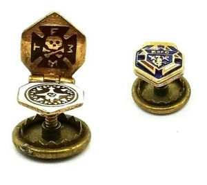 Rare Antique Knights of Columbus 14k Lapel Pin TFMM Enamel Skull Flip Up #E610 - Picture 1 of 7