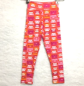 LuLaRoe leggings kids S/M (sz 2T-6) old style retro cassette tapes pinks NEW - Picture 1 of 4