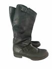 Frye Veronica Tall Boots Womens Slouch Black Leather Buckles Moto Size 8
