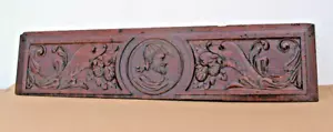 Old antique French Spanish carved Oak wooden panel of Dolphins & Head of Soldier - Picture 1 of 5